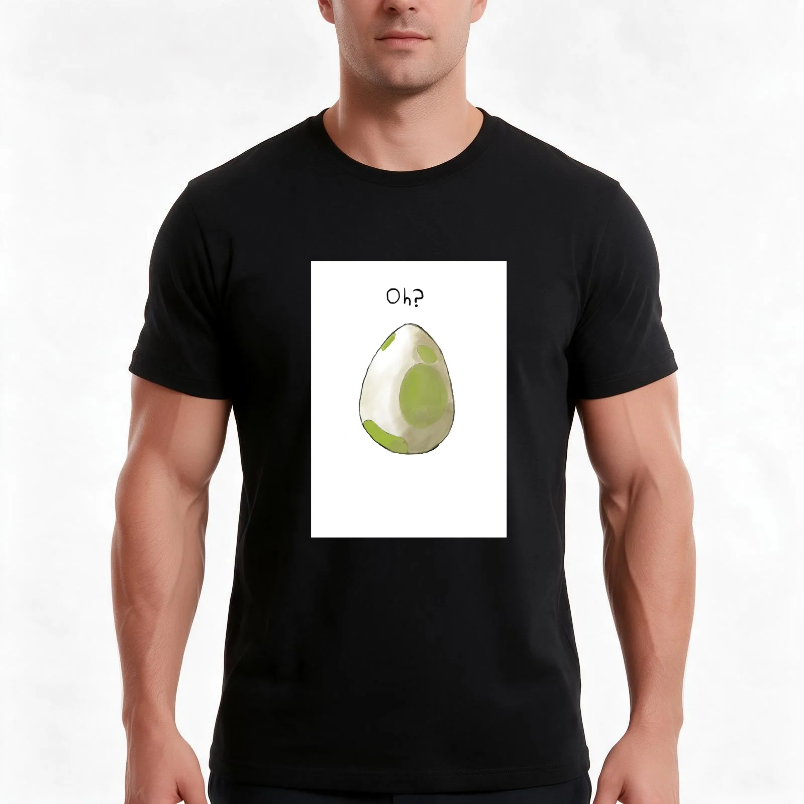 Oh? hatching egg T-Shirt, Summer Casual Cotton Tee, Oversized Streetwear Tops, Vintage Graphic Print, Loose Fit Short Sleeve