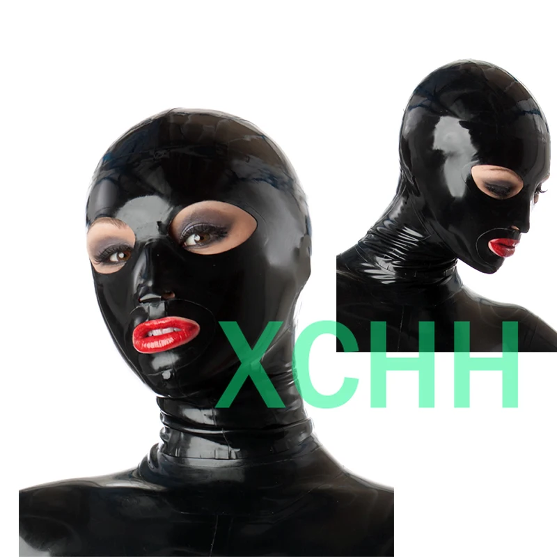 

Latex Catsuits Hoods Classic Big Eyes Mouth Open with Back Zip Handmade Fetish Rubber Mask Customized