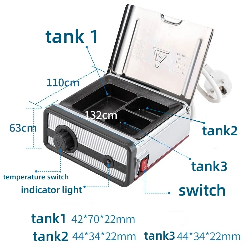 Dental Wax Pot Device 3-Groove Mechanic Technician Melter