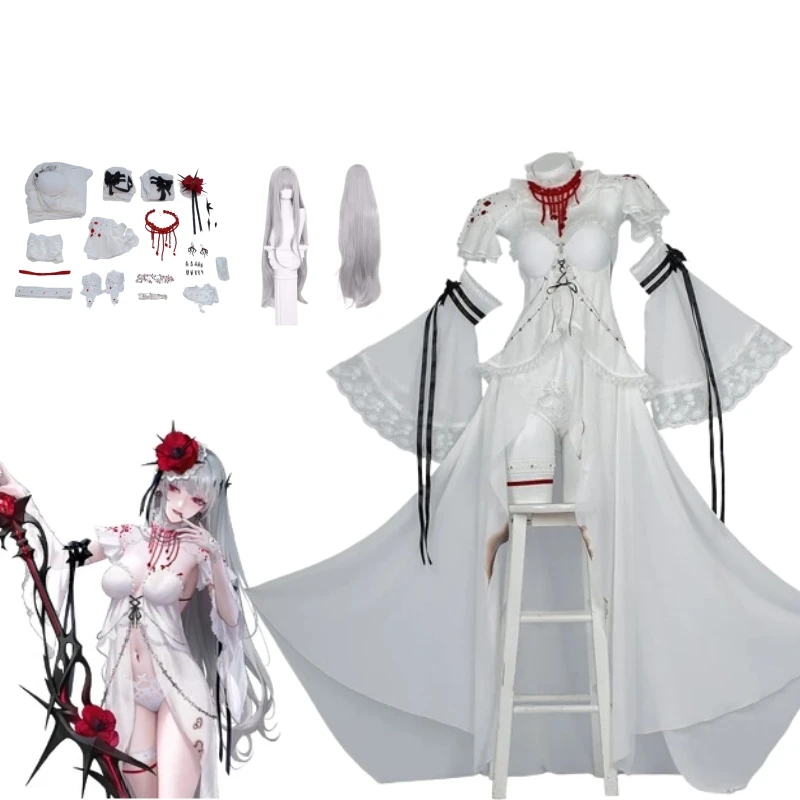 

Coquelic Cosplay Costume Path to Nowhere Coquelic Cosplay Uniform Wig Women Sexy White Dress Halloween Carnival Party Suit