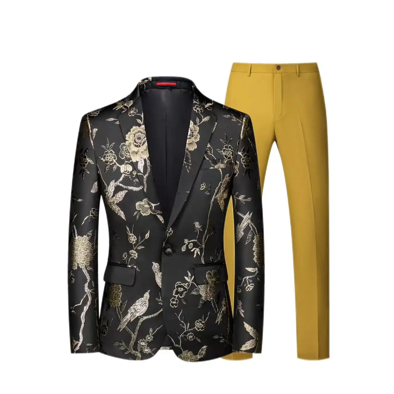 

Men's fashionable patterned suit, personalized stage performance, banquet, business and casual two-piece suit set