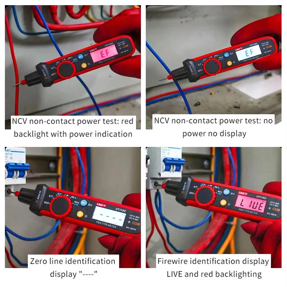 UNI-T UT118C Pentype Multimeter Digitale 6000 Telt AC/DC Spanning Weerstand Capaciteit Frequentie Diode EF NCV Multitester