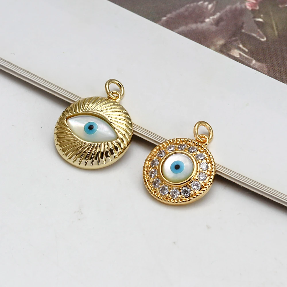 Meibeads One Piece Turkey Evil Eye Charm Pendant Shell Eye Diy Accessories Zircon Charm Fit Fashion Necklace For Women 2022