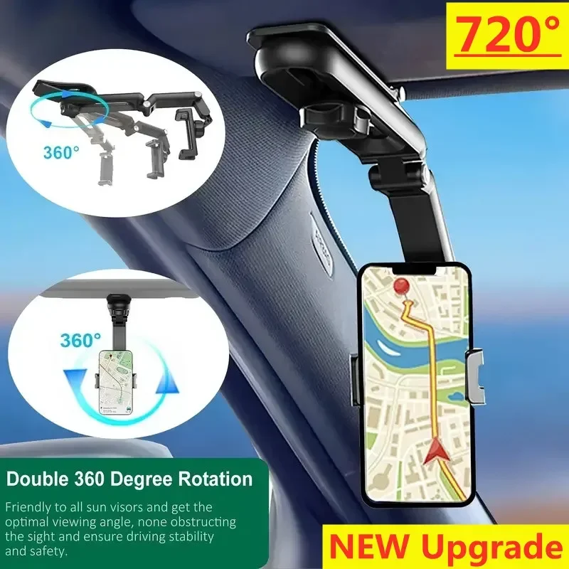 Universal Car Rearview Mirror Phone Holder 720 Degree Rotation Car Phone Holder Mount Stand For Dash Cam GPS Smartphone Bracket