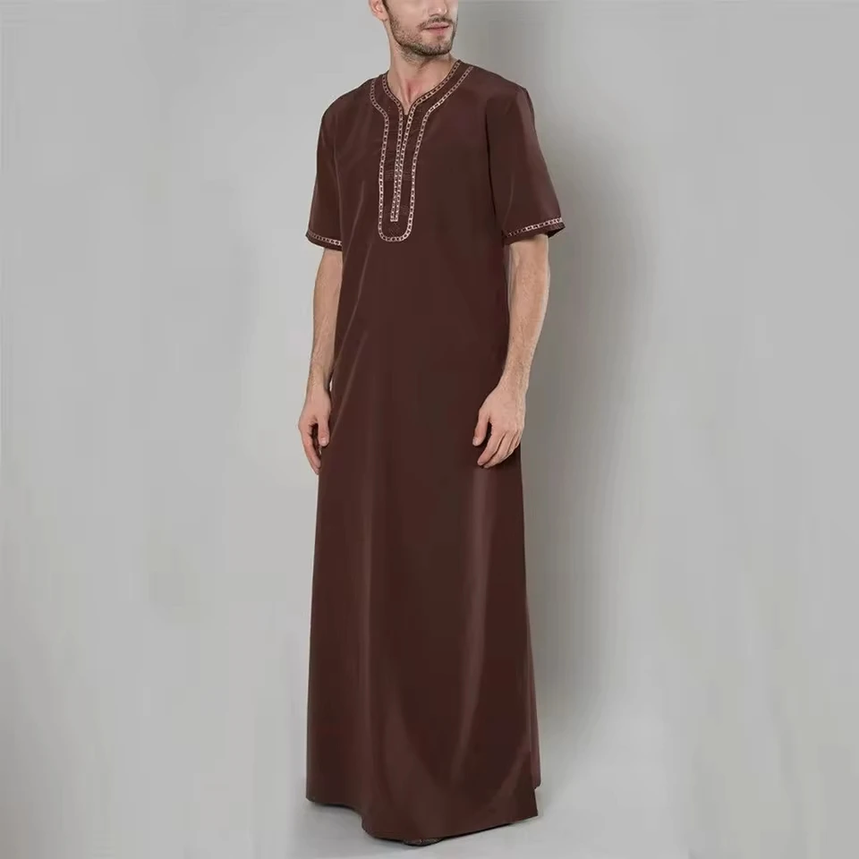 

Muslim Men Jubba Thobe Solid Button Kimono Middle Robe Saudi Muslim Man Shirt Islamic Arabic Kaftan Men Abayas