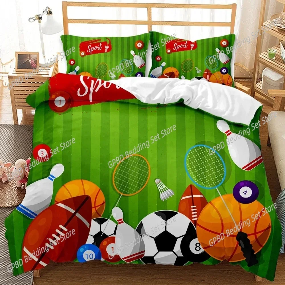 Sports Duvet Cover Set Taekwondo Ski Swimming Boxing Dance Badminton Baseball Ice Hockey Queen Polyester Bedding Set Teens Boys