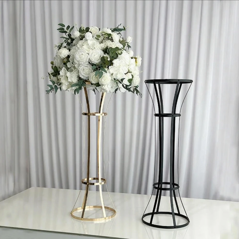 Eleganter 90cm Blumenständer in Gold/Schwarz, Hochzeits-Centerpiece, Romantische Partydekoration, Blumendisplay für Zuhause, Tischdekoration – Detail 2