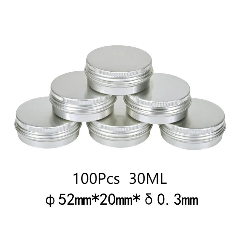 100pcs 30ml Aluminum Tin Jars Diy Candle Aromatherapy Storage Container Cosmetic Face Cream Lip Balm Tea Jewlery Spice Nail Jar