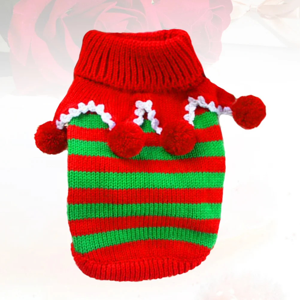 

Pet Christmas Sweater Dog Striped Small Size Red Green Thickened Jersey for Outdoor Holiday Special Occasion Pet Sweater