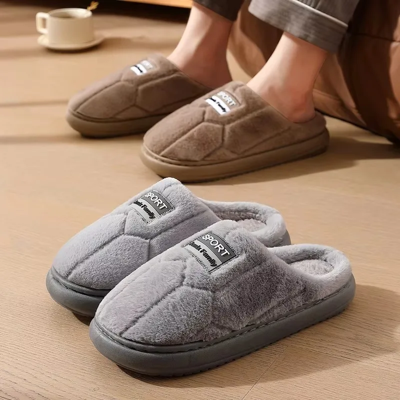 Zapatillas de algodón para el hogar para hombre y mujer, pantuflas cálidas de algodón de felpa para el hogar, otoño e invierno, 2024