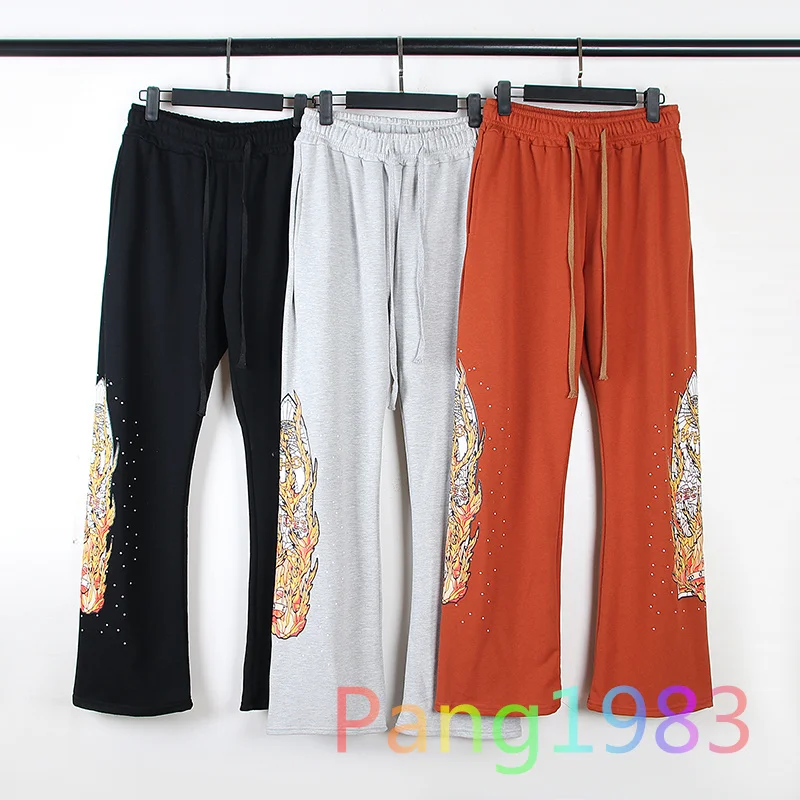 Who Decides War Flame Pattern Printed Sweatpants Men Women Woolen Loop Fabric High Quality Casual Pants