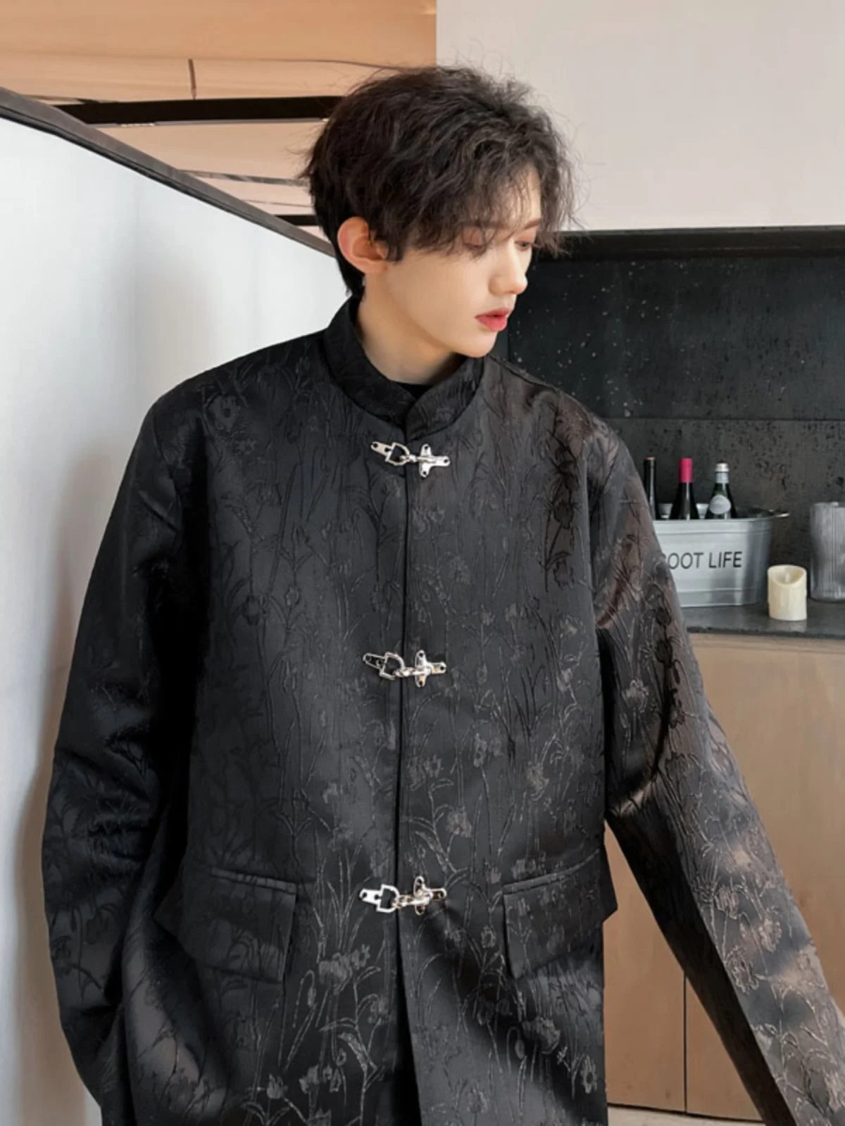 

Новая мужская куртка в китайском стиле с воротником-стойкой, весенняя модная повседневная верхняя одежда в стиле хаомэ, с длинными рукавами