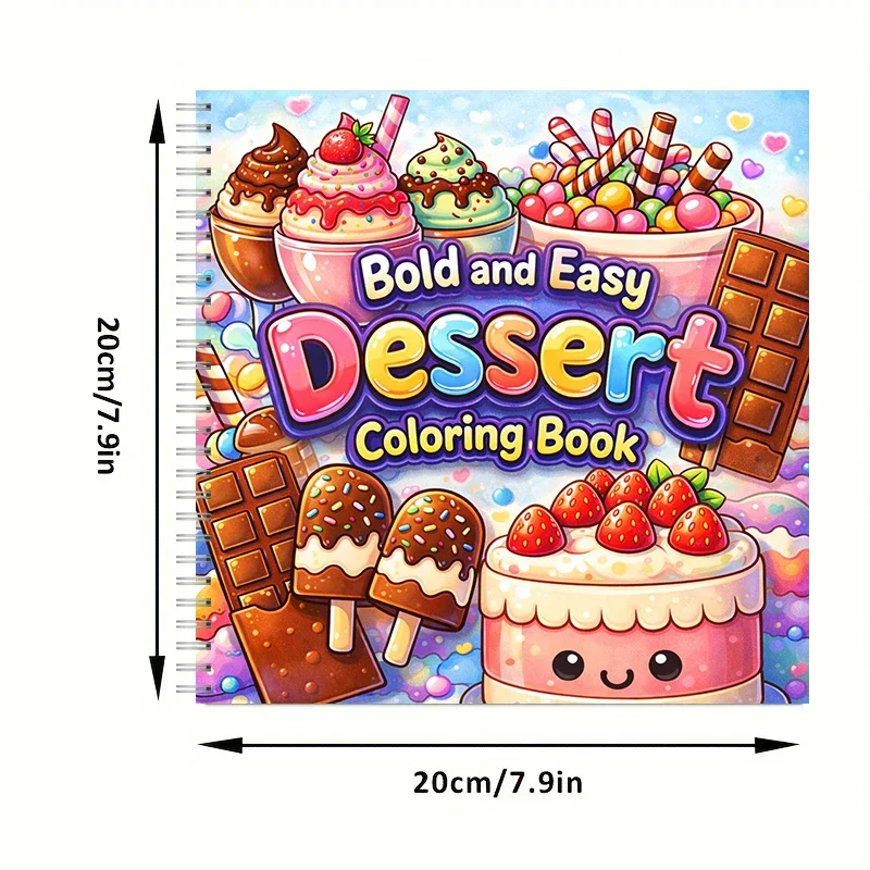Coloring Book Easy Dessert for Adult Colouring Book, Birthday Day Gift, Back to School Supplies, Adults Cute Drawing Book