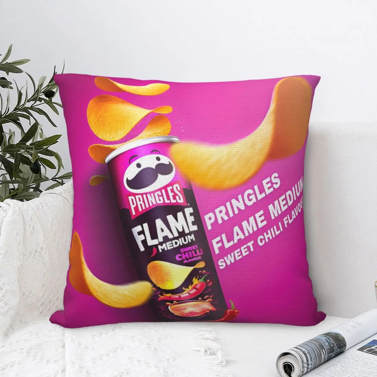 Pringles Chips Square Pillow Case Potato Snack Cushion Covers Creative Zippered Decor Pillowcover for Car 40*40cm