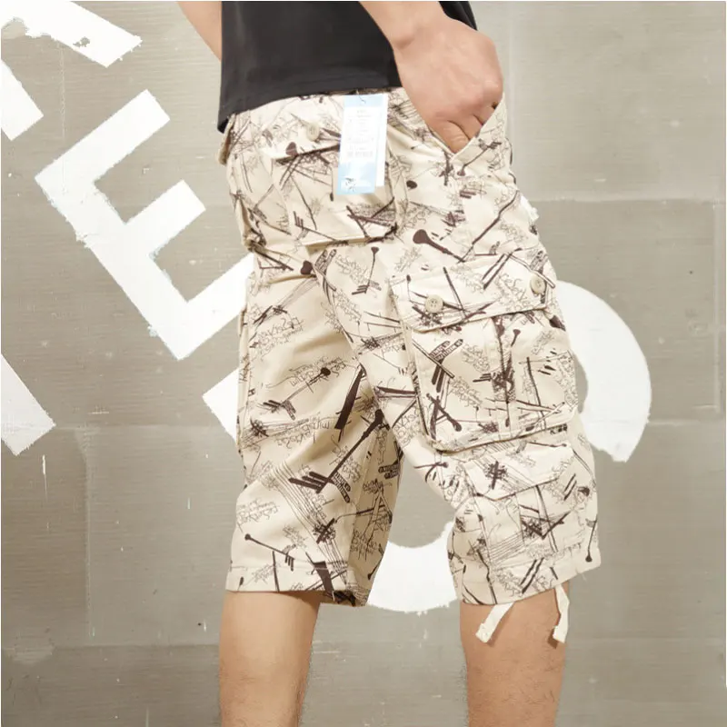 Camouflage Long Length Cargo Shorts New Men Summer Casual Cotton Hot Breeches Baggy Multi Pocket Capri Pants Tactical Short