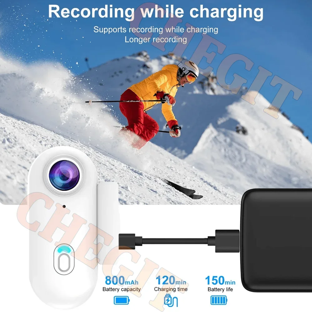 Cámara de acción deportiva impermeable 4K mini de bolsillo, magnética, POV, para vlogs, portátil, grabadora corporal, inalámbrica, WiFi, para casco, bicicleta y deportes.
