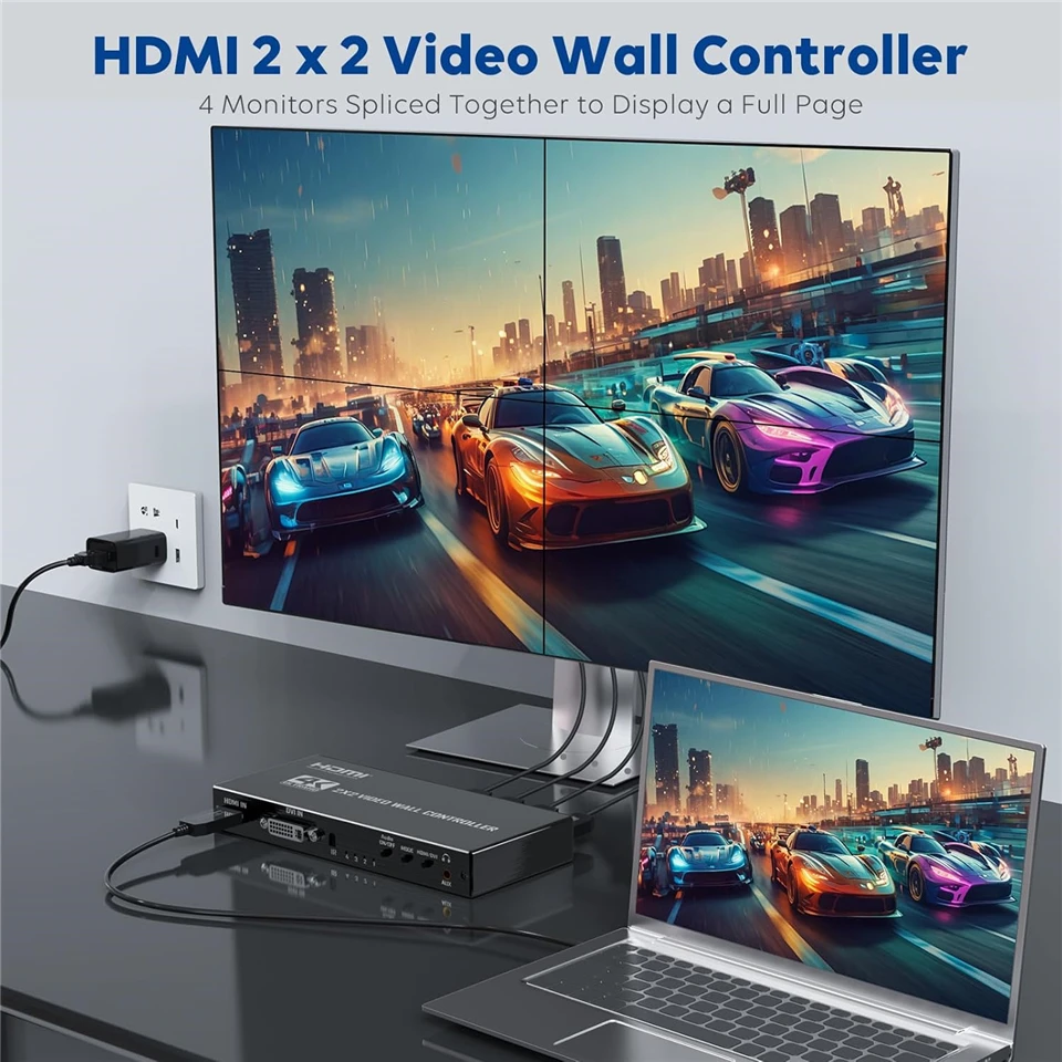 HDMI Video Wall Controller 2x2 1080P HDMI DVI Video Wall Processor 1x2 1x4 1x3 2x1 3x1 4x1 Multi Video Screen Processor Splicer