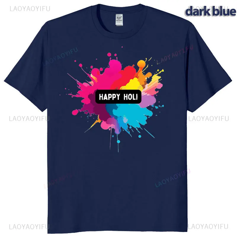 Happy Holi Spring Bura Na Mano Holi Hai Woman Graphic T Shirts High Quality Cotton T Shirt Vintage Shirts Tees T Shirts for Men