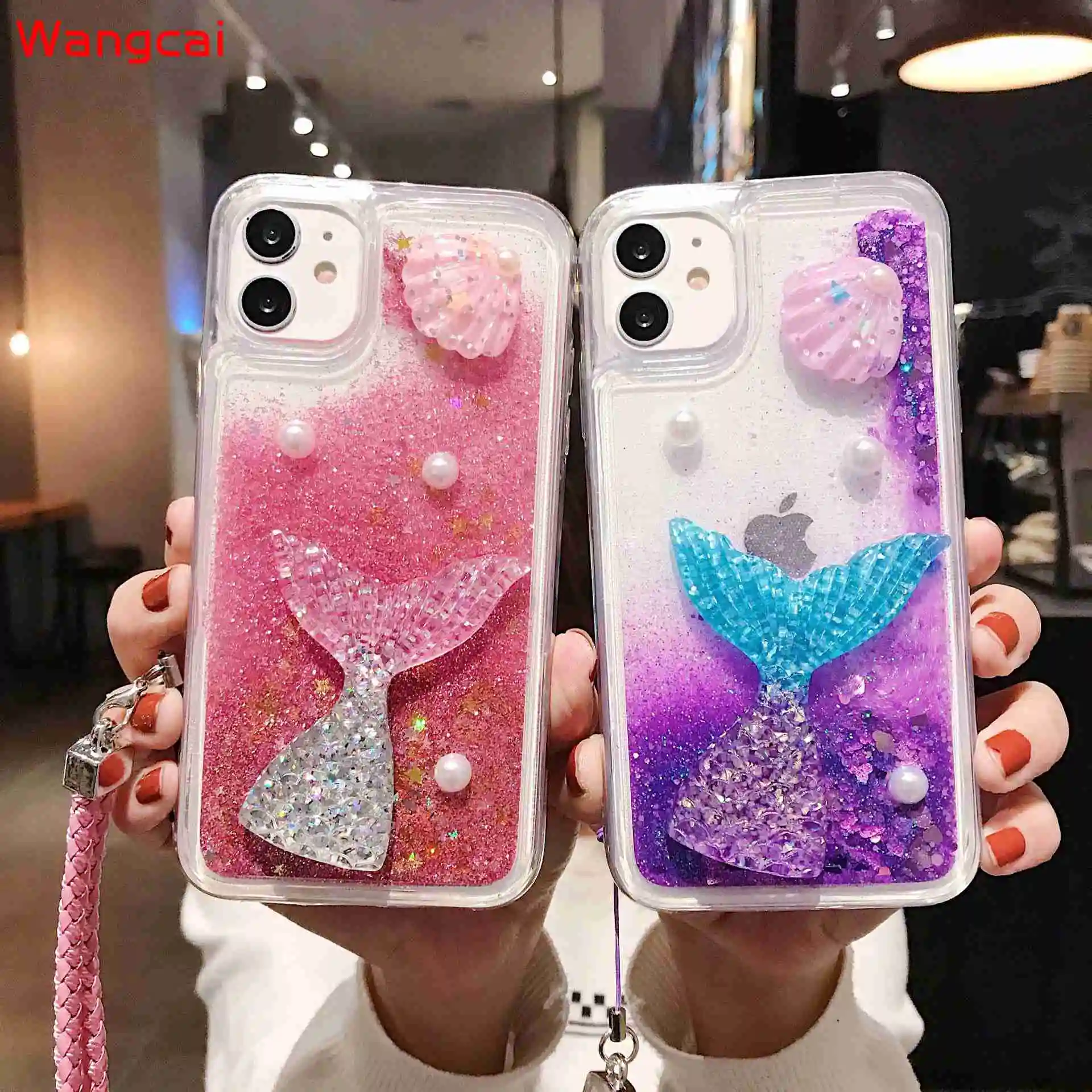 Phone Case For OPPO  A92S Reno 5 4 Lite 4Z 3 Pro A91 A8 A9 A5 2020 Cover Fashion Starfish Mermaid Glitter Liquid Quicksand