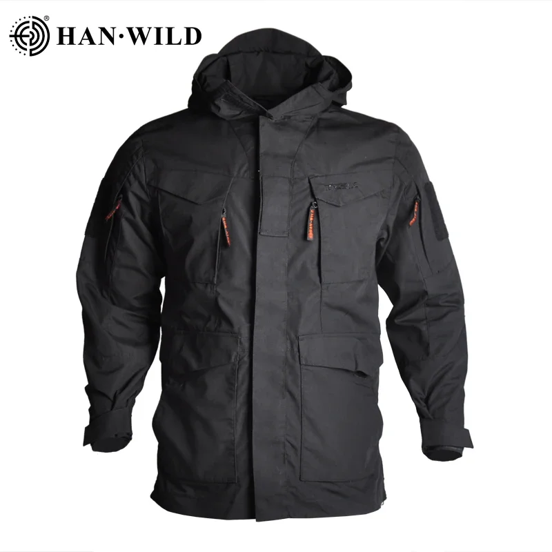 HAN WILD Tactical Jacket Wear-resistant Camping Jackets Hunting Clothing Male Hooded Hunting Clothes Waterproof Windbreaker