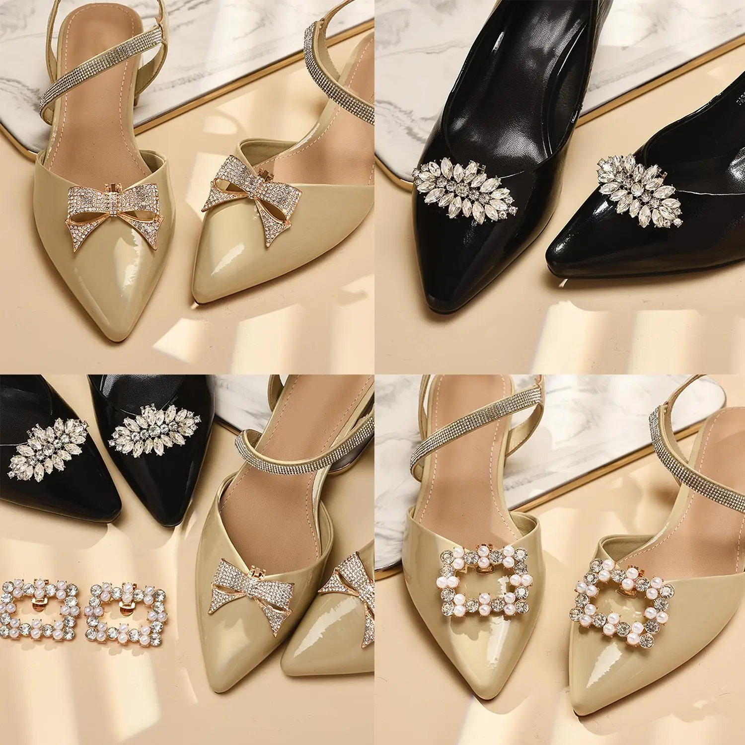 

1PC Removable Lady Crystal Shoe Clips For Wedding Bride Shoes Decoration High Heel Jewelry Rhinestones Crystal Shoes Decoration