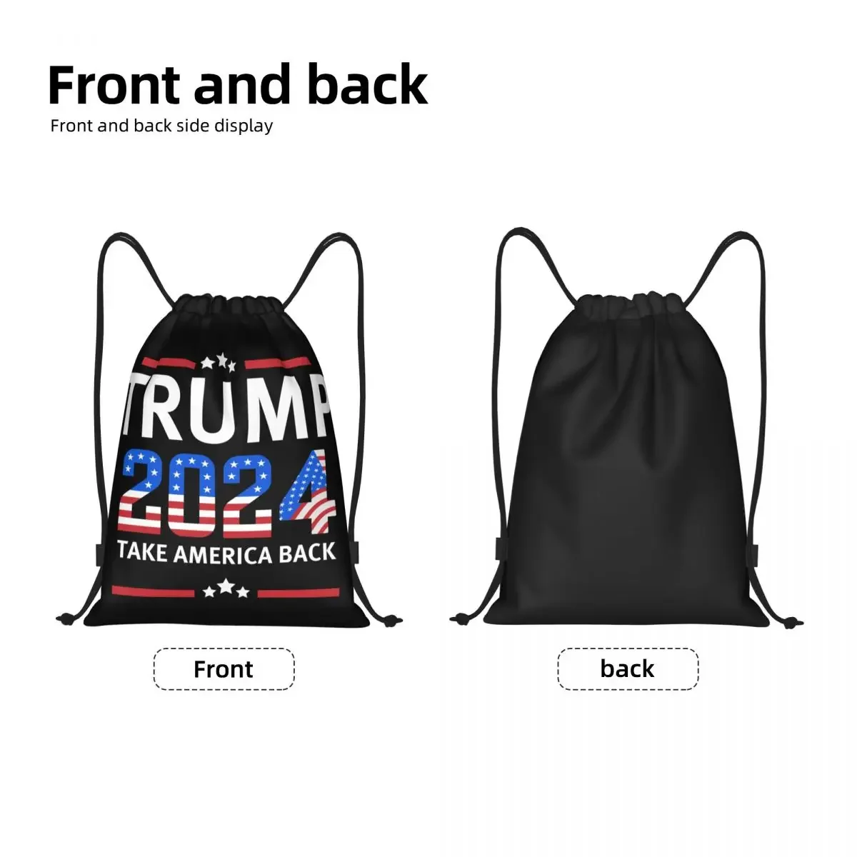 Trump 2024 Drawstring Backpack Sports Gym Bag for Women Men USA Flag Training Sackpack