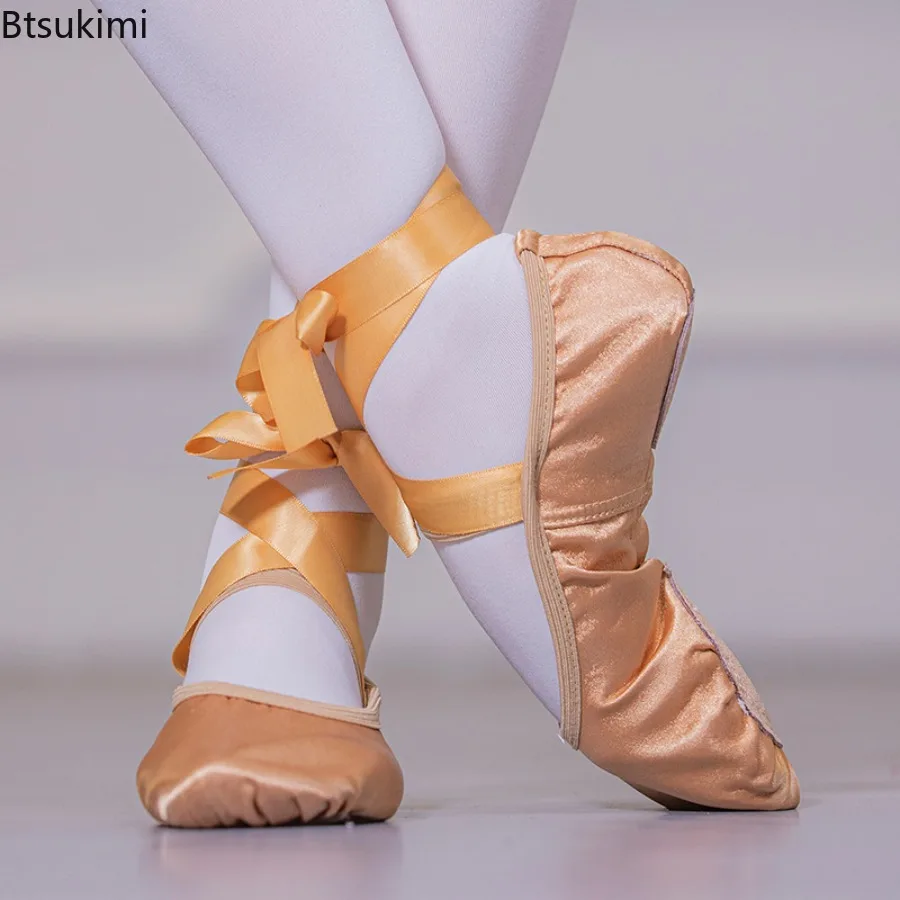 Girls Ballet Shoes Ballerina Children Professional Satin Ballet Dance Shoes Women Soft Sole Yoga Gym Shoes Kids Dancing Footwear