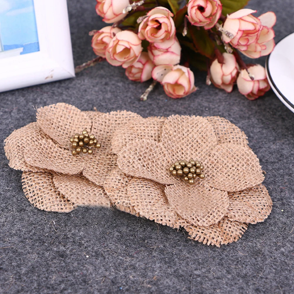 

24pcs Burlap Flower DecorativeFlowers CraftDecoration Vintage H made Jute DIY Party Centerpieces Hair Bow Hat Shoeflower