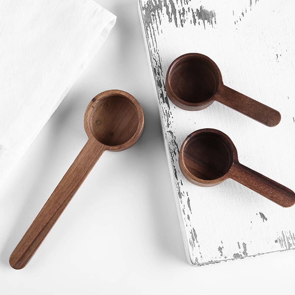 

Coffee Measuring Spoon Black Walnut Wood Stainless Steel Scoop Espresso Kitchen Tool Practical Safe Selected Comfortable