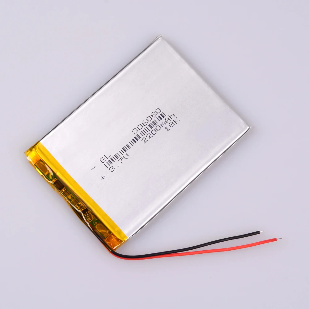 

10pcs/Lot 306080 3.7V 2200mAh Polymer Li-ion Rechargeable Battery For GPS PDA MP5 phone E-book Power bank CUBE B39