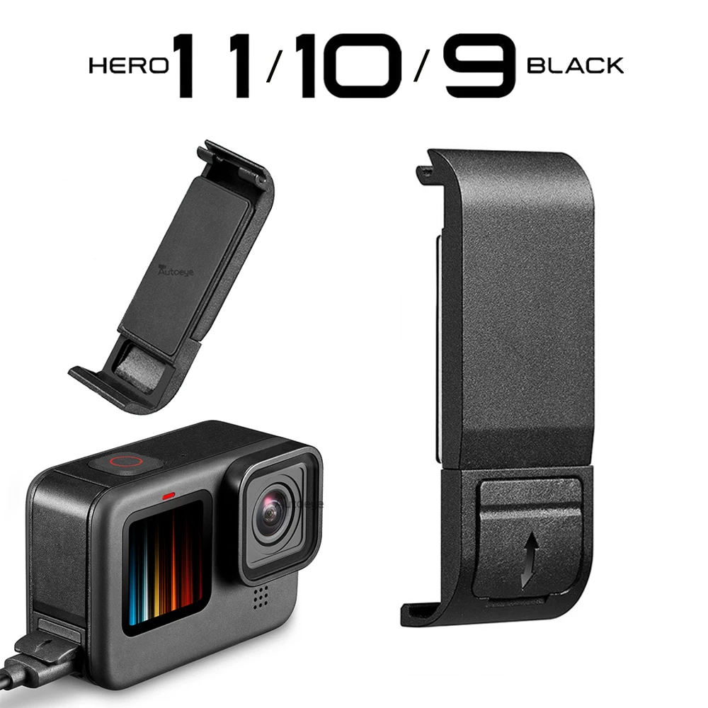 for GoPro Hero 11 10 9 Black Flip Battery Side Cover Removable Battery Door Lid Replacement Charging Case Port Go Pro Accessorie