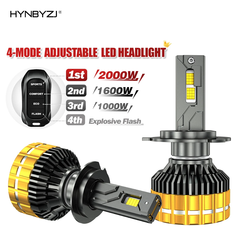 

HYNBYZJ H4 LED Headlight 3000000LM 2000W Adjustable Headlamp H11 H1 HB3 9005 HB4 9006 9012 H7 LED Car Lights 6000K Auto Bulbs