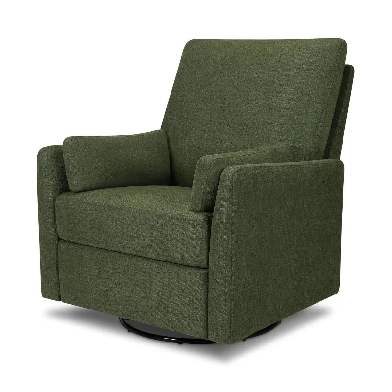 Swivel Lounge Chair in High-performance Forest Green Linen