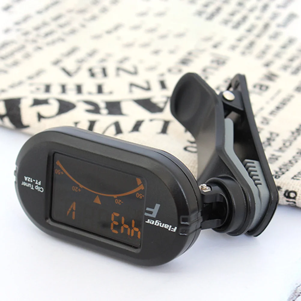 

LCD Display Guitar Tuner Clip-on Universal Multiple Use Tuner for Ukulele Violin Guitar Equal Temperament (Black)