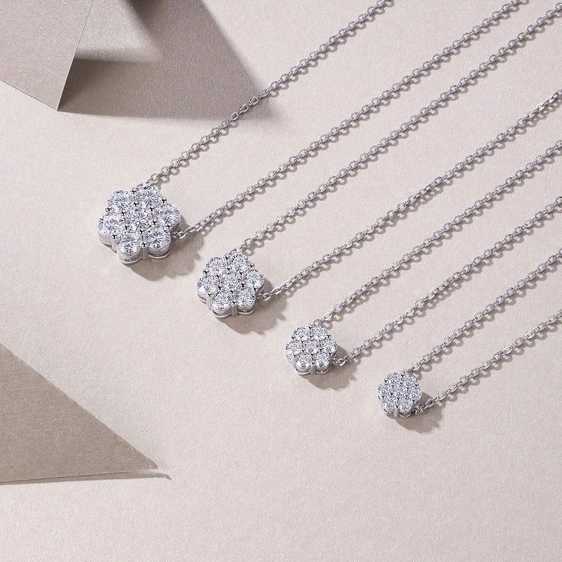 ZFSILVER الموضة العصرية 925 الفضة اللون D الأبيض مويسانيتي التصميم الكلاسيكي زهرة قلادة حلية النساء مجوهرات الحفلات هدية N15521