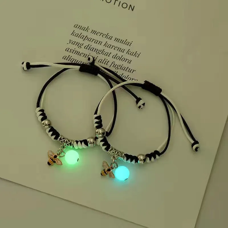 Charm leuchtender Anhänger Seil Armband für Frauen Männer Paar Biene Herz Katze Blume Kreuz Wal Turm Freundschaft Schmuck leuchtendes Geschenk