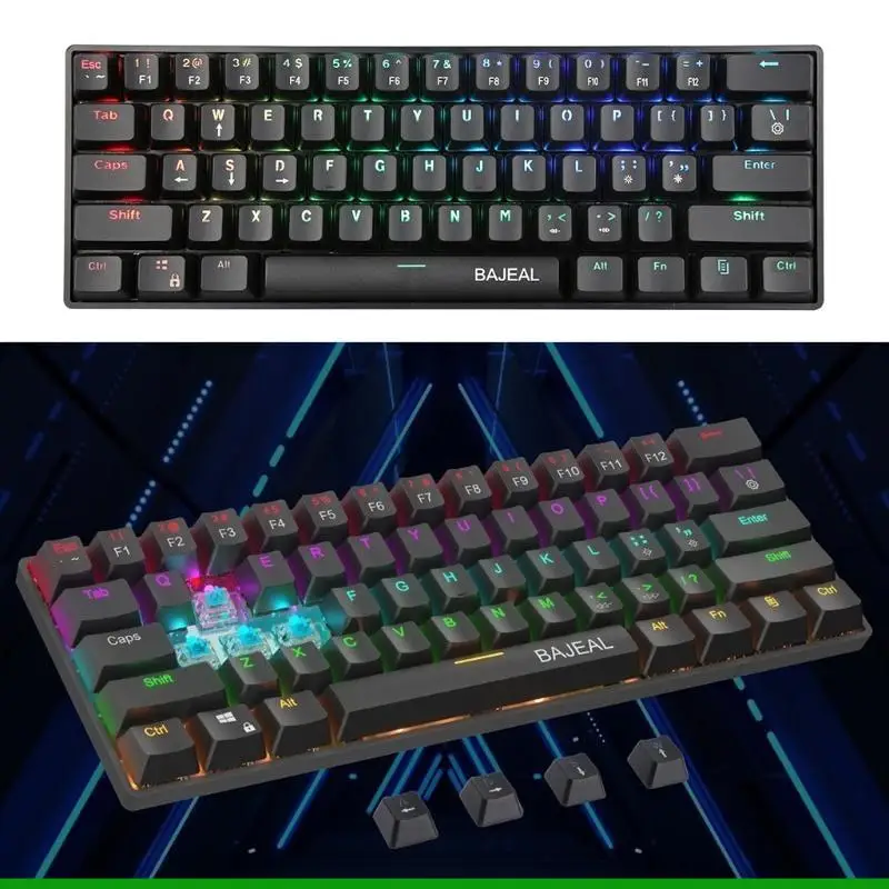 U55C Проводная игровая клавиатура 61 Scientific с компактной мини-клавиатурой с RGB-подсветкой и раскладкой клавиш