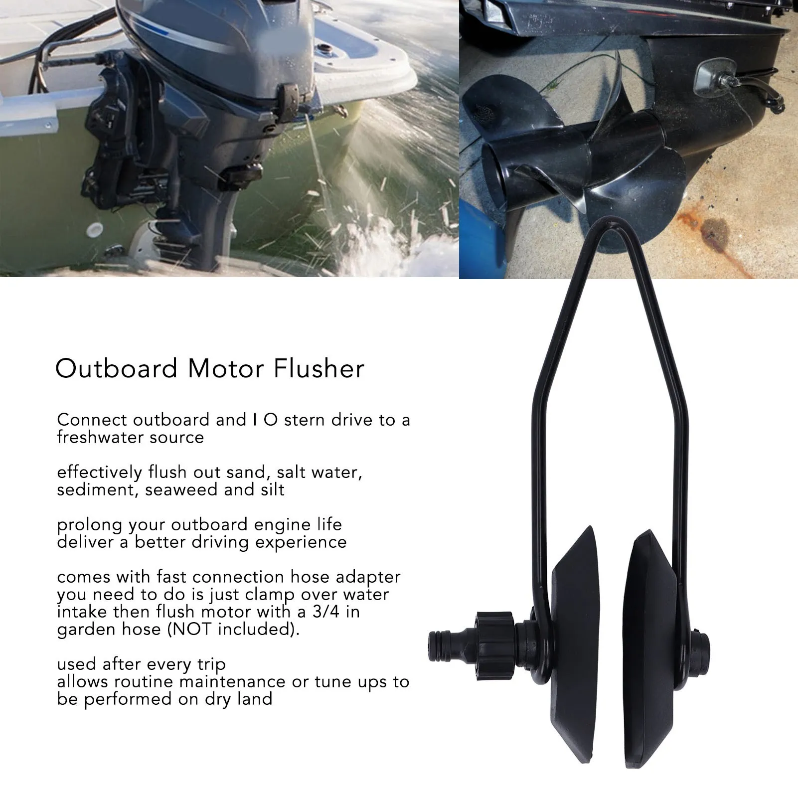 Outboard Motor Flusher Marine Grade Fast Connection Dual Large Rectangular Ear Muffs for Boats Ships Yachts Motor Flusher Muffs