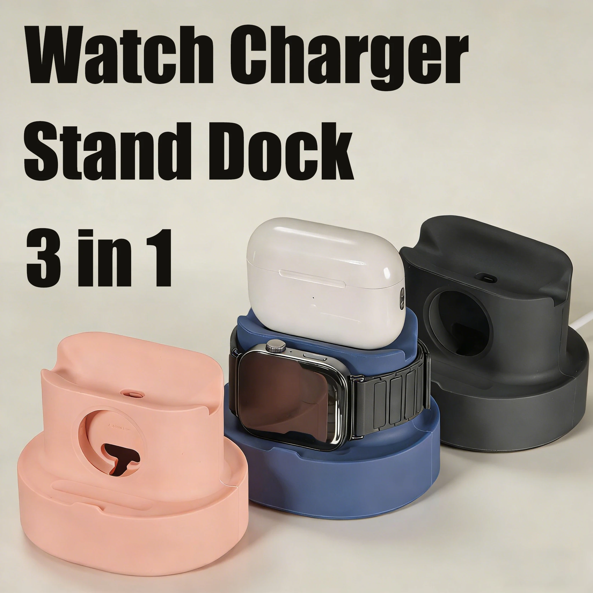 3 in 1 Charger Stand Dock for Apple Watch Series 11/10/9/8/7/6/5/4 Compatible with Airpods Pro Ultra IPhone 17 16 15 MAX