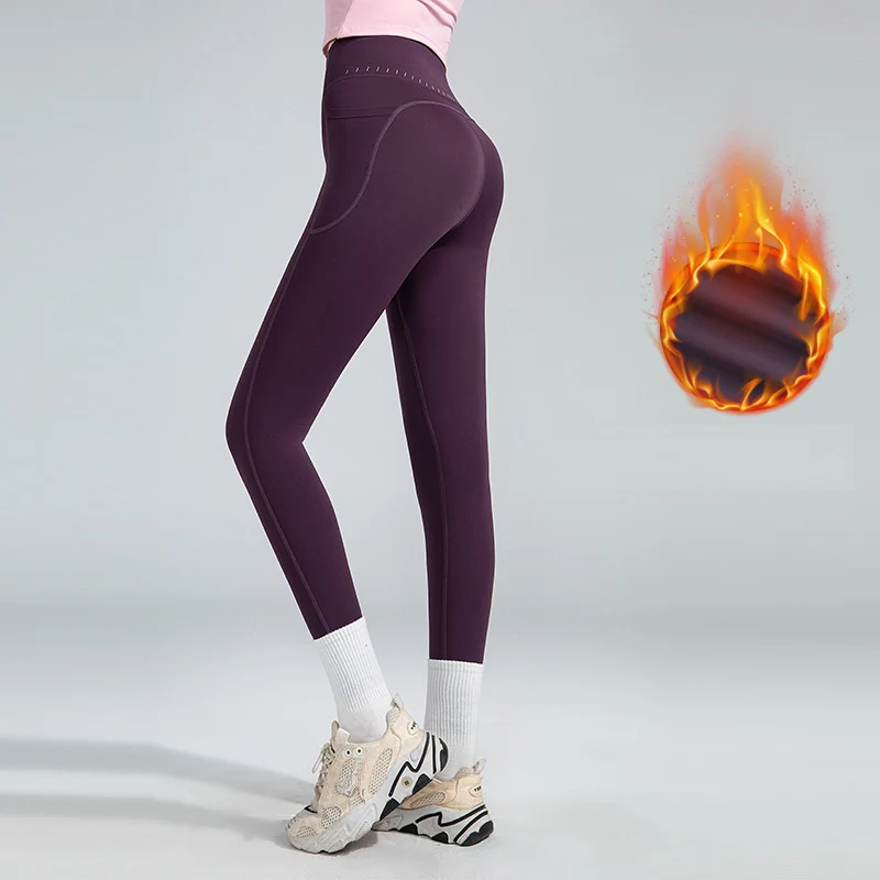 

Women Tummy Control Butt Lifting Shaping Trousers Sexy Tight Stretch Yoga Leggings Women Fall Winter Fleece Warm Fitness Pants