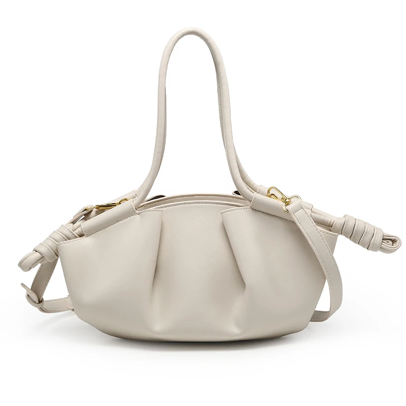 2026 New Leather Cloud Bag Female High-end Pleated Portable Messenger Bag Fashion All-match Dumpling Bag