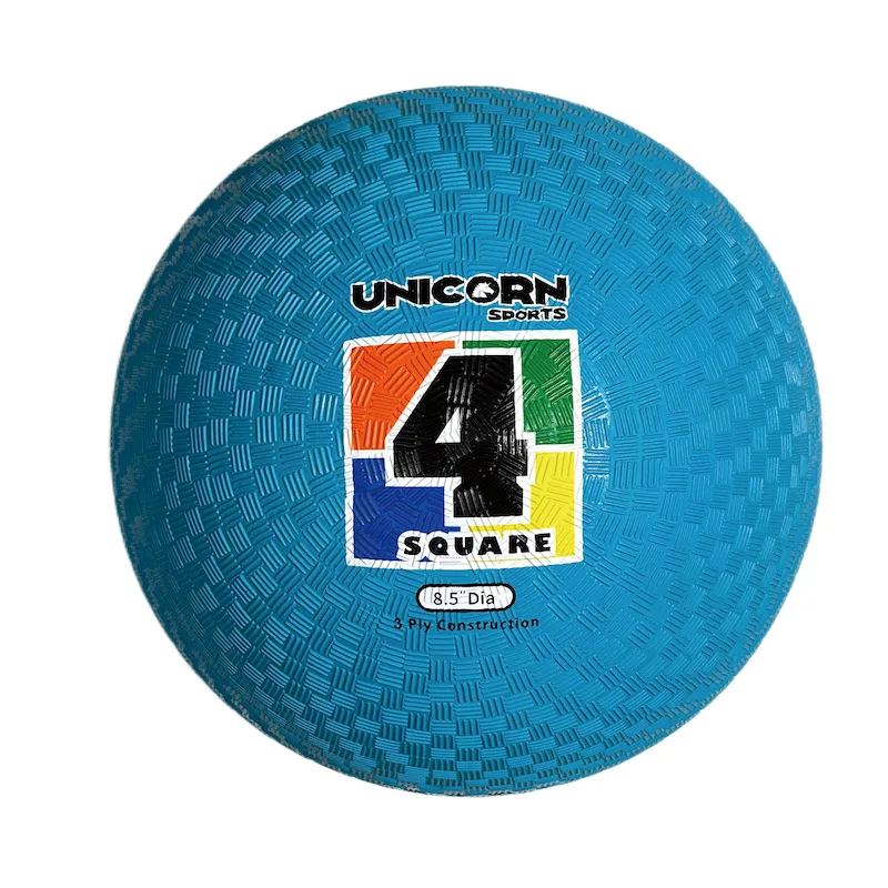 Unicorn Sports 8.5‘’ 4 square ball，rubber Play round ball，3ply rainbow color