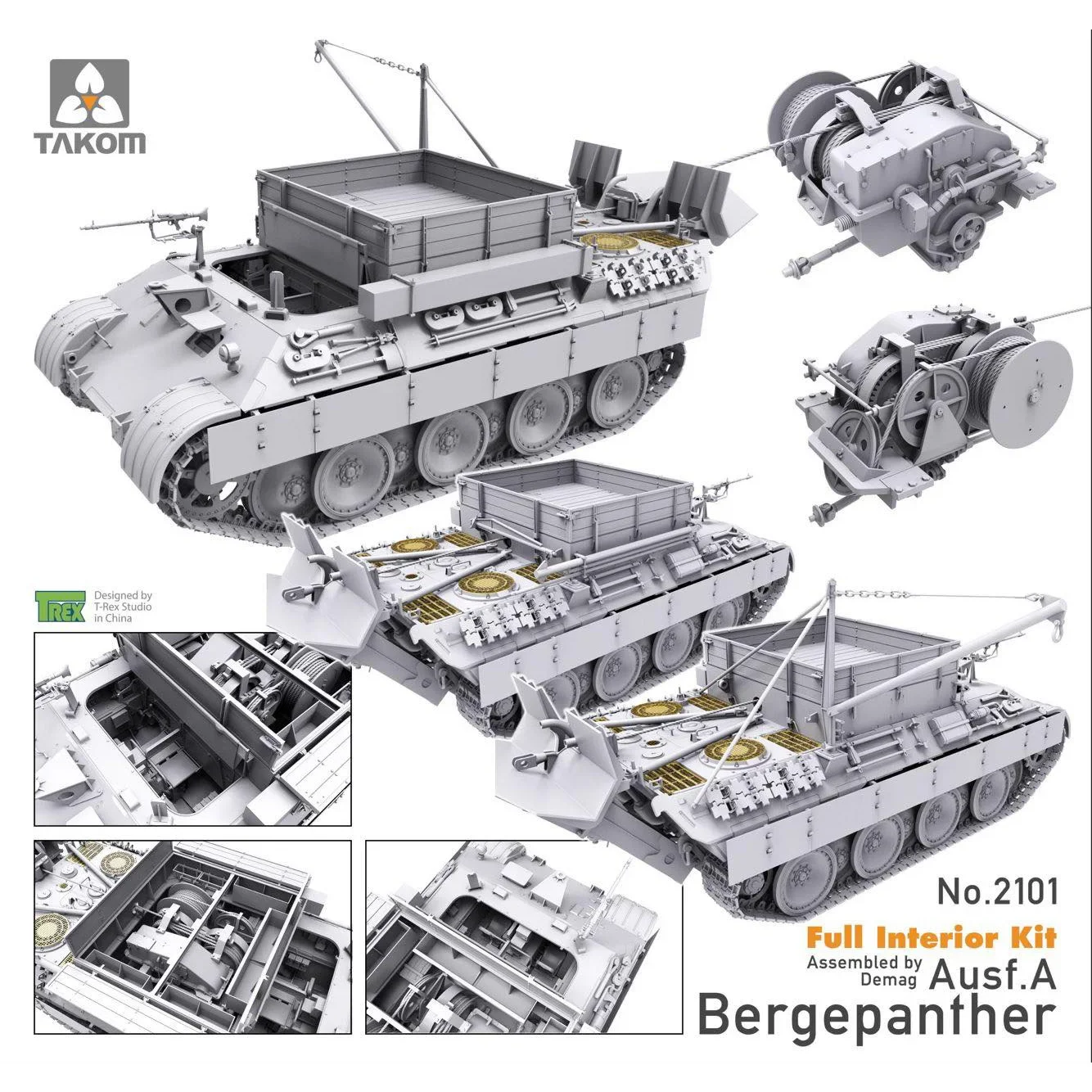 TAKOM Assembling Model Kit 2101 German Leopard Tank Maintenance Vehicle Type A Chassis Demag 1/35