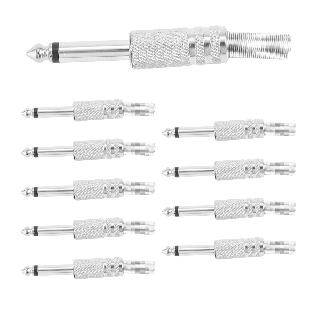 ABQR 6.35mm Mono Amplifier Plug 1/4Inch Male Mono Monaural Jack Audio Cable Connector Plug Microphone 10Pcs