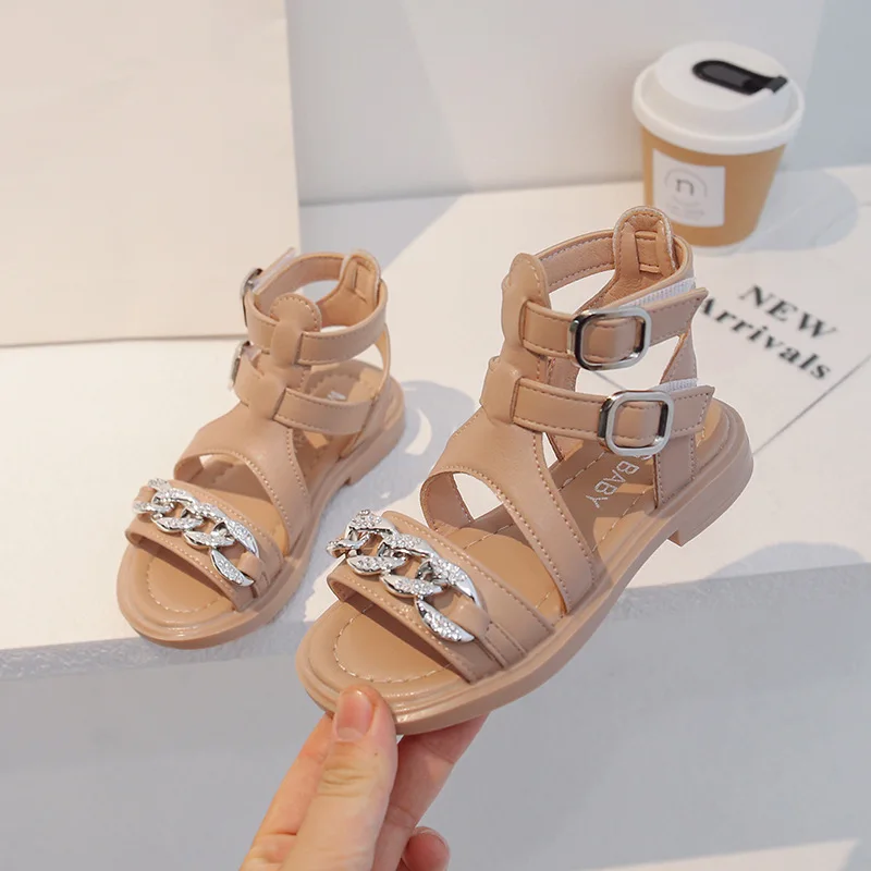 2024 Summer New Flat Sandals Girls Open Toe Korean Version of Fashion Flat Student Casual Beach Shoes