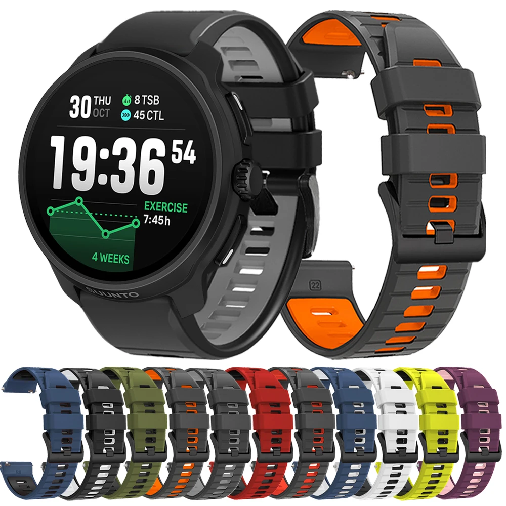 22mm シリコンソフトストラップ SUUNTO 9 PEAK PRO/DLC 交換バンド SUUNTO RACE 2/S OCEAN RUN VERTICAL スポーツブレスレット コレア用