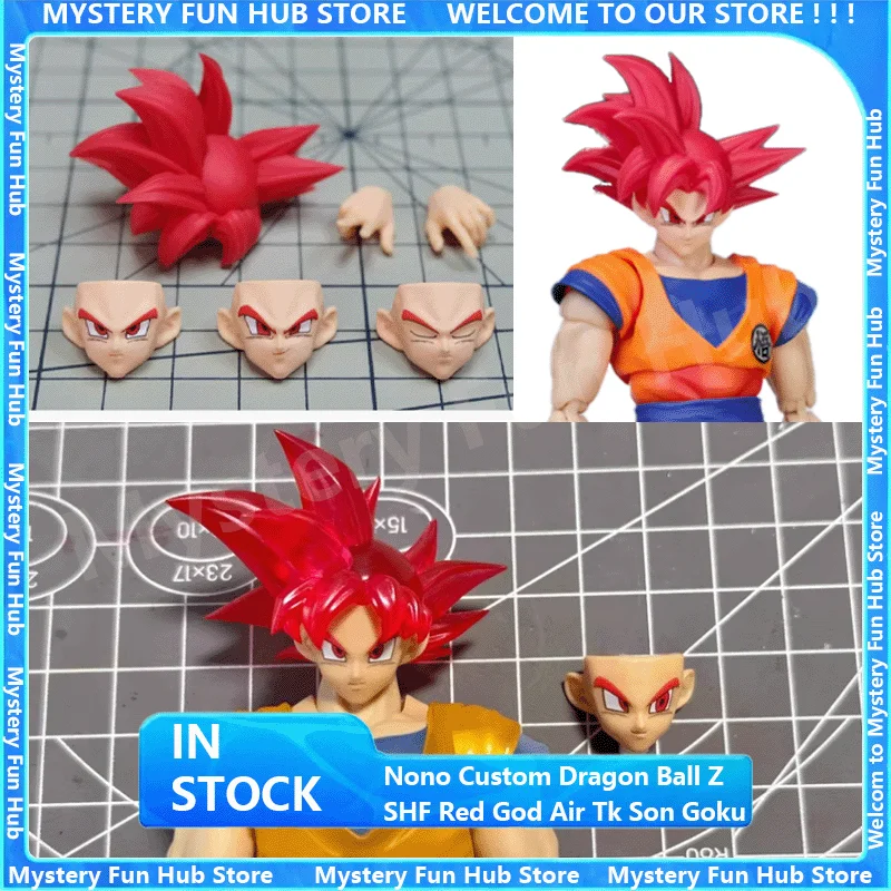

In Stock Nono Custom Dragon Ball Z SHF Red God Air Tk Son Goku Heads Accessories Head Sculpt Anime Action Figure Model Toys Gift