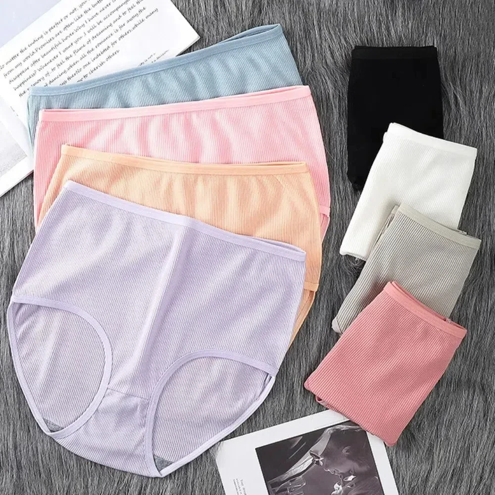 8Pcs 높은 허리 여성 팬티 세트 속옷 여성 란제리 대형 팬티 무작위 컬러 탄성 빅 사이즈 팬티 일일 스포츠