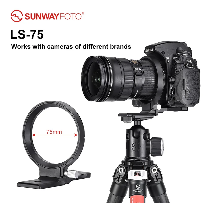 SUNWAYFOTO LS-75 LS-63 Ring Lens Support with Arca Swiss Plate Collar Mount