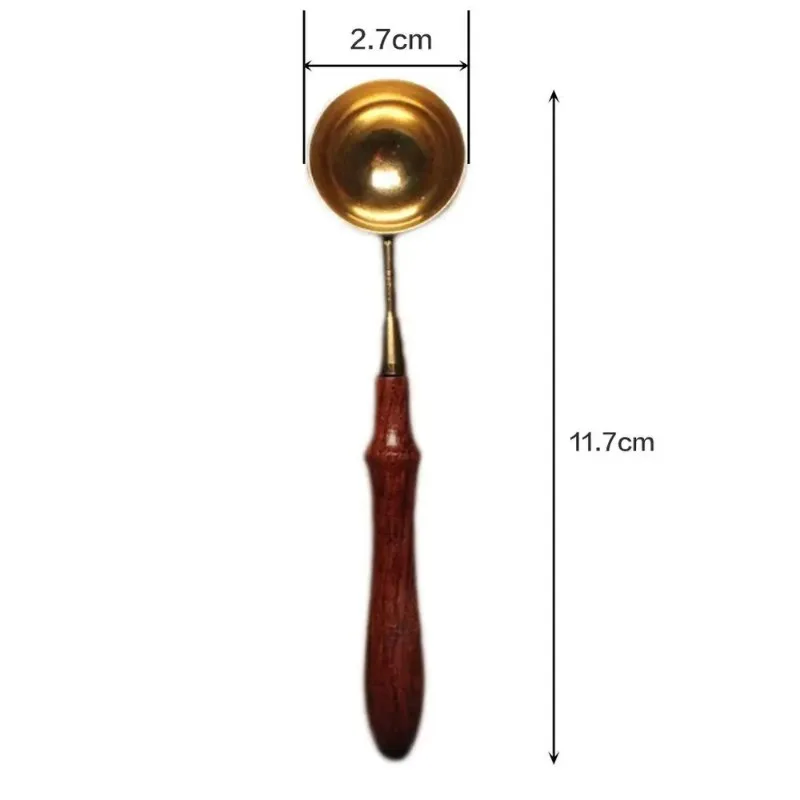 1PC Gold-plated Stainless Steel Spoon Paint Spoon Sealing Wax Spoon Special for Seal With A Rosewood Handle #AO